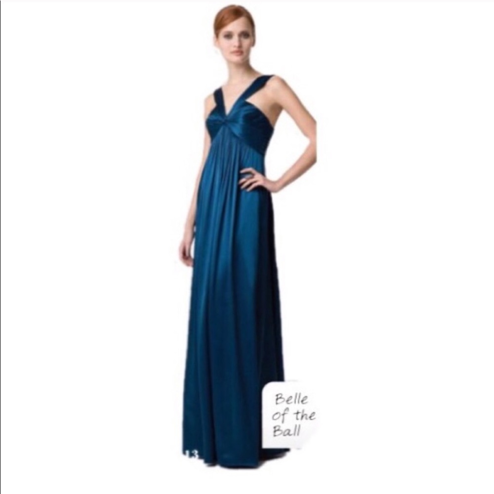 BCBGMaxAzria Teal Formal Ruched Dress 12 - Picture 2 of 8